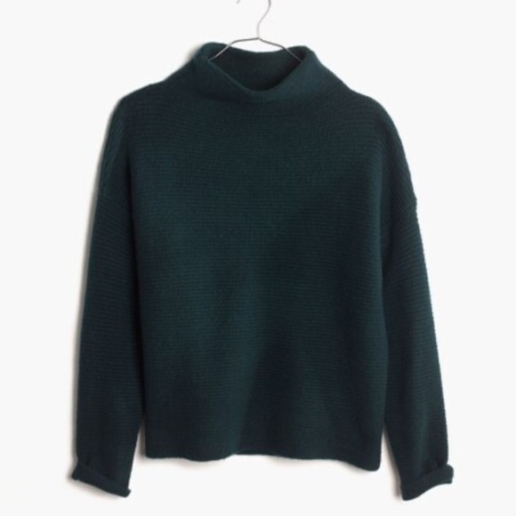 Madewell Southfield Mockneck Wool Blend Sweater in Dark Forest Green Size Small - Picture 2 of 5